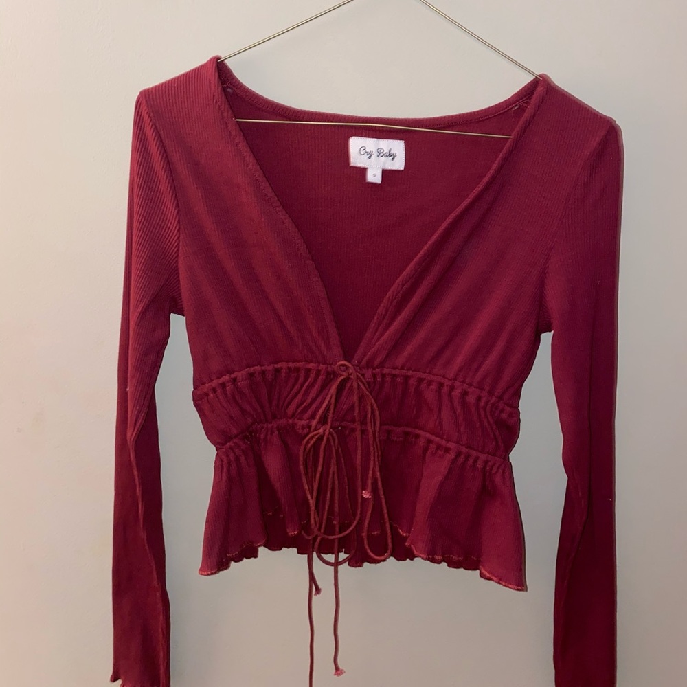Maroon Tie Up Top